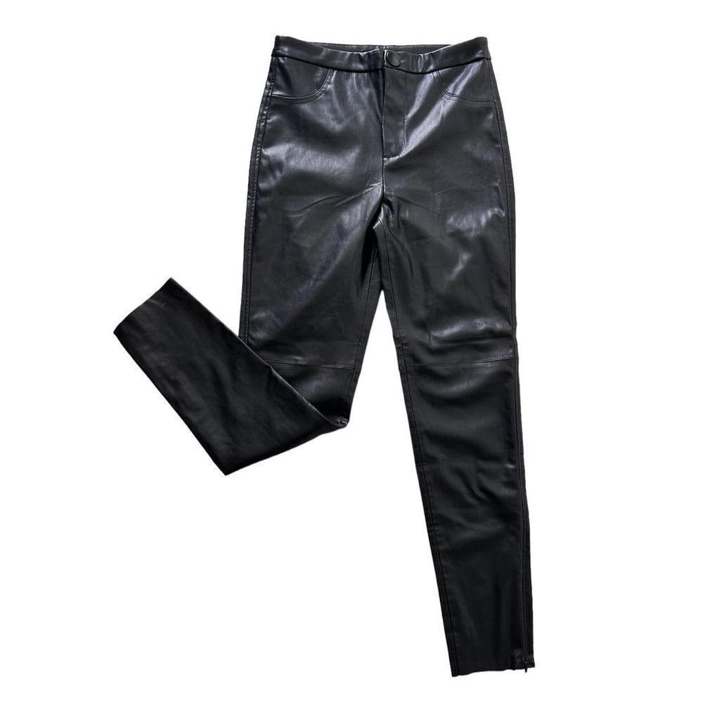 Zara Women’s Black Faux Leather High Rise Pants Size Small